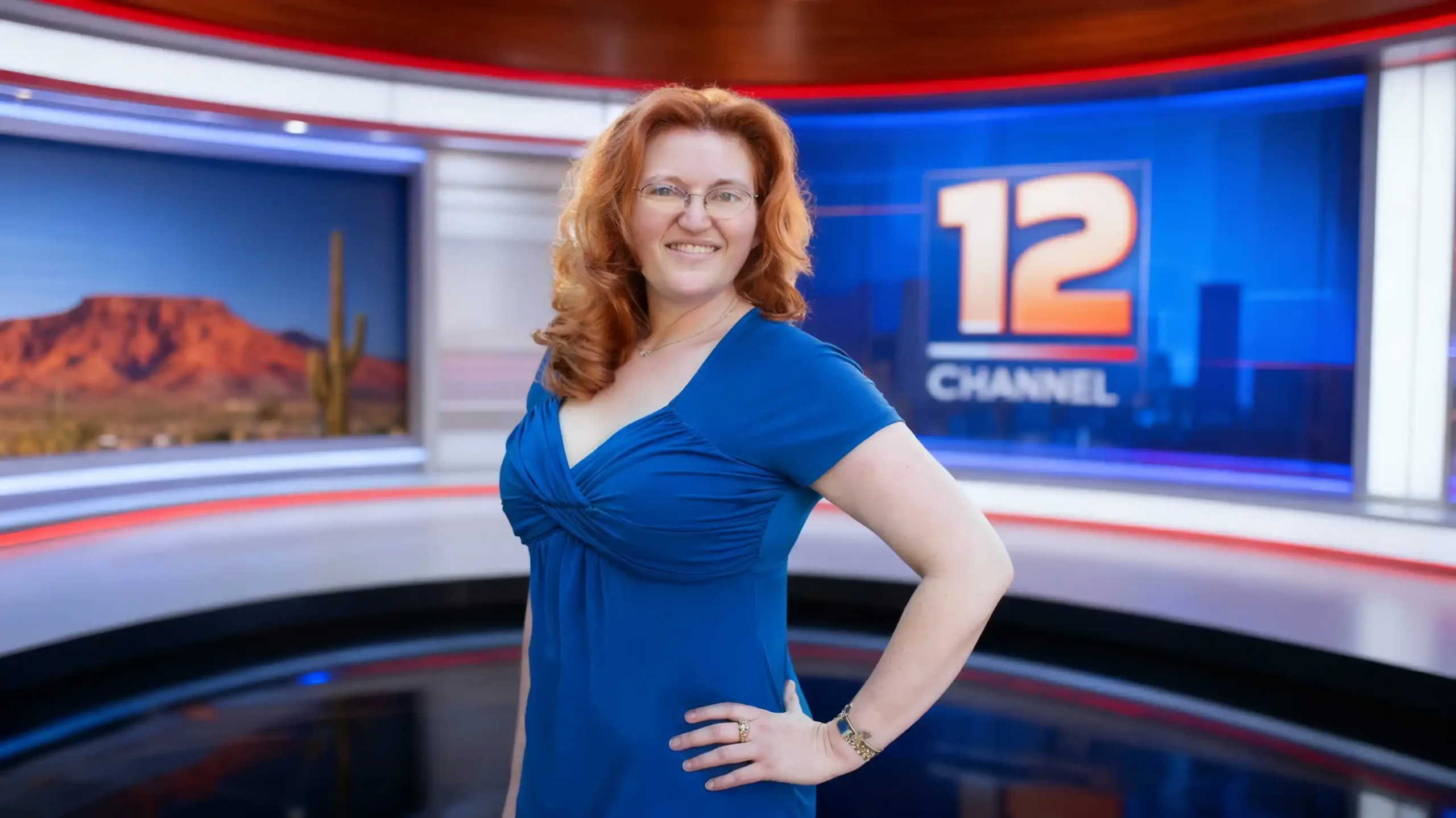 A high-quality screen capture of Shauna Wekherlien, the Tax Goddess, during her guest appearance on Channel 12 news, with a news ticker displaying "New 2013 Tax Laws" and "Fiscal Cliff Updates.