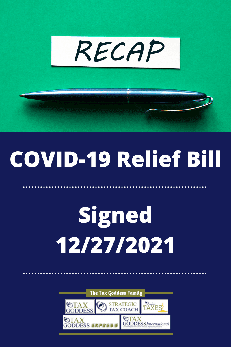 Recap Article for New COVID19 Relief Bill Signed 12/27/2021