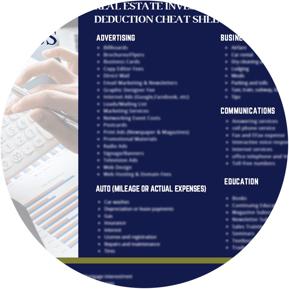 REALTOR REAL ESTATE AGENT - TAX DEDUCTION CHEAT SHEET
