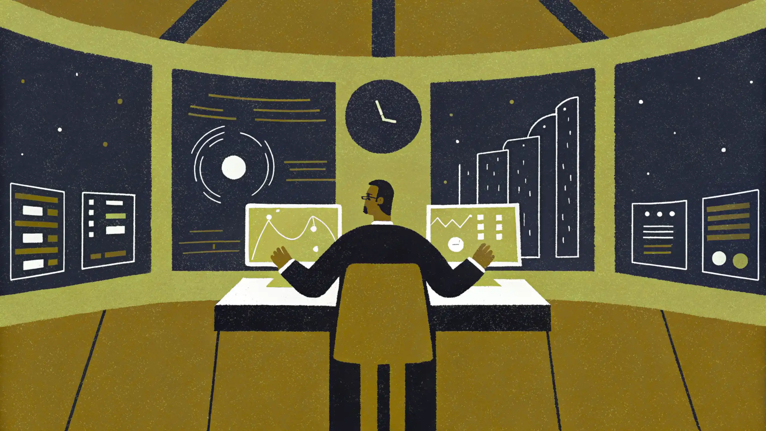 Tax planner monitoring financial dashboards for strategic wealth management and investment analysis.